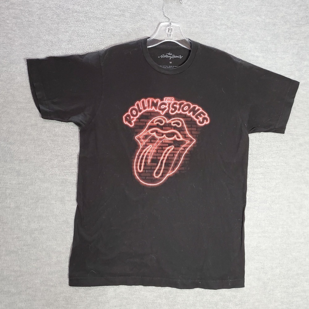 The Rolling Stones Women Top Medium Black T-Shirt Logo Tongue Graphic Rock Tee